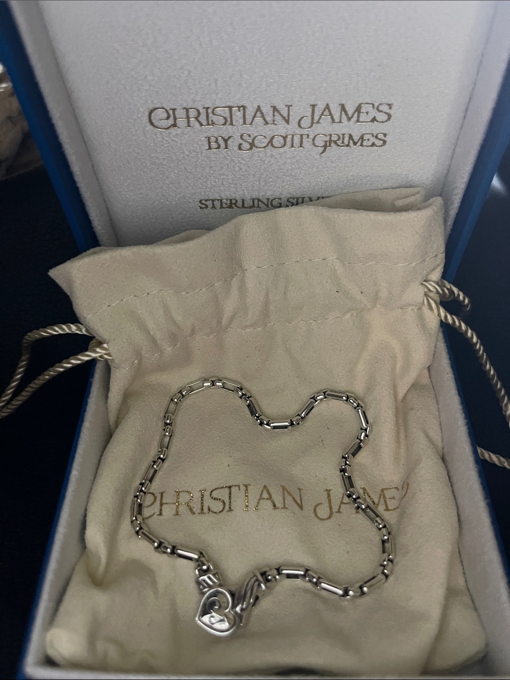 Christian James Sterling Silver Heart Lock Bracelet - Silver